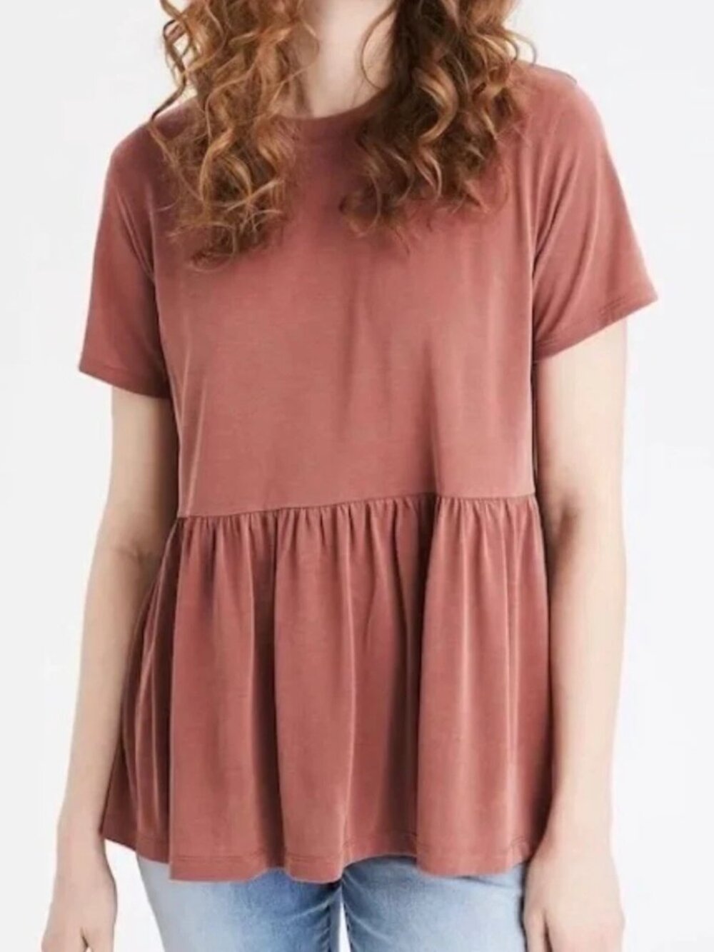 American Eagle Outfitters Babydoll Tee Rustic Orange Short Sleeve Size Small
